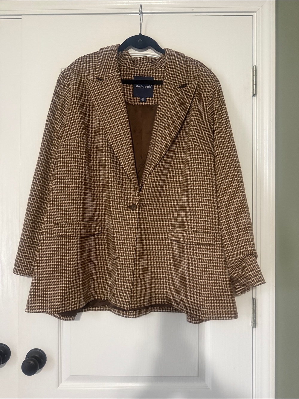 Studio Park Brown Houndstooth Blazer Jacket Women’s Size 4X